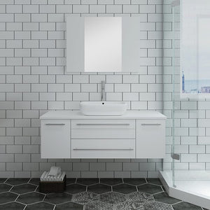 Fresca FVN6148ES-VSL Fresca Lucera 48" Espresso Wall Hung Vessel Sink Modern Bathroom Vanity w/ Medicine Cabinet
