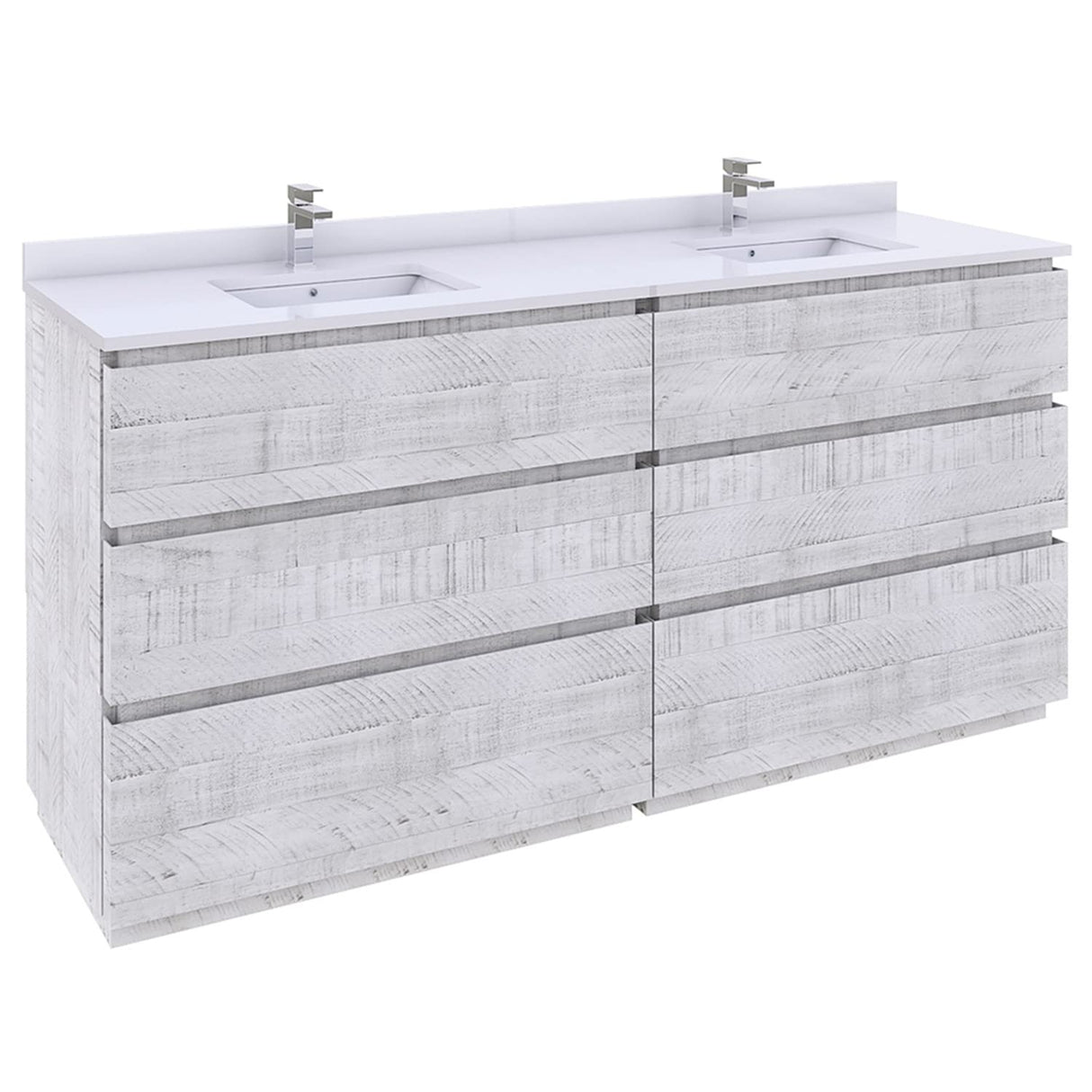 Fresca FCB31-3636RWH-FC Fresca Formosa 70" Floor Standing Double Sink Modern Bathroom Cabinet in Rustic White