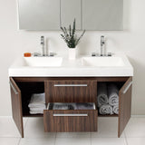 Fresca FVN8013GW Fresca Opulento 54" Walnut Modern Double Sink Bathroom Vanity w/ Medicine Cabinet