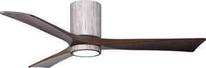 Matthews Fan IR3HLK-BW-WA-52 Irene-3HLK three-blade flush mount paddle fan in Barn Wood finish with 52” solid walnut tone blades and integrated LED light kit.