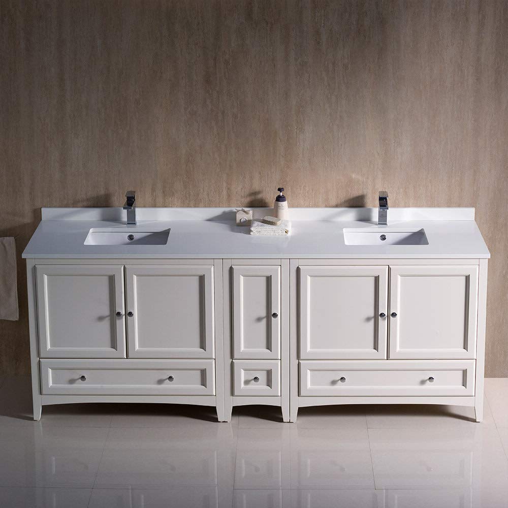 Fresca FCB20-361236GR-CWH-U Fresca Oxford 84" Gray Traditional Double Sink Bathroom Cabinets w/ Top & Sinks