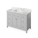 Jeffrey Alexander VKITCHA48CHBOR 48" Chocolate Chatham Vanity, Boulder Cultured Marble Vanity Top, undermount rectangle bowl