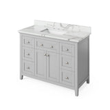 Jeffrey Alexander VKITCHA48WHSGR 48" White Chatham Vanity, Steel Grey Cultured Marble Vanity Top, undermount rectangle bowl