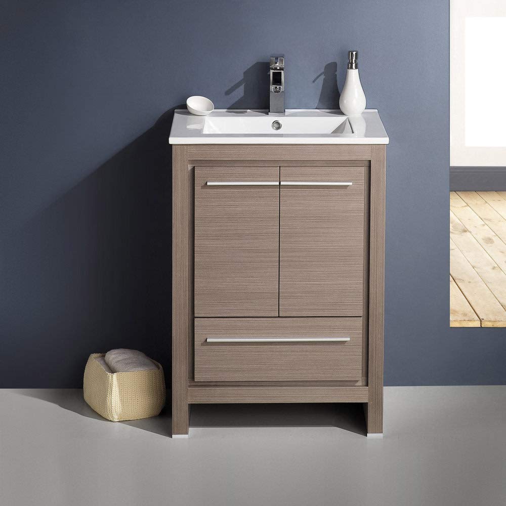 Fresca FCB8125HA-I Fresca Allier Rio 24" Ash Gray Modern Bathroom Cabinet w/ Sink