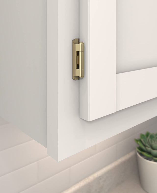 Amerock BPR7550BBZ Cabinet Hinge 1/2 in (13 mm) Overlay Self Closing Partial Wrap Golden Champagne Kitchen Cabinet Door Hinge 1 Pair/2 Pack Functional Hardware