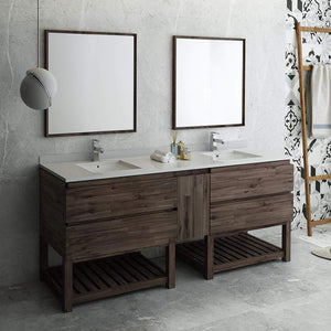 Fresca FVN31-361236ACA-FS Fresca Formosa 84" Floor Standing Double Sink Modern Bathroom Vanity w/ Open Bottom & Mirrors