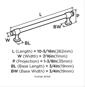 Amerock Cabinet Pull Satin Nickel 8-13/16 inch (224 mm) Center-to-Center Winsome 1 Pack Drawer Pull Cabinet Handle Cabinet Hardware