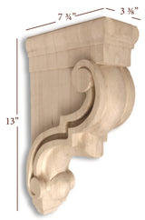 Hardware Resources CORF-ALD 3-3/8" W x 7-3/4" D x 13" H Alder Scrolled Corbel
