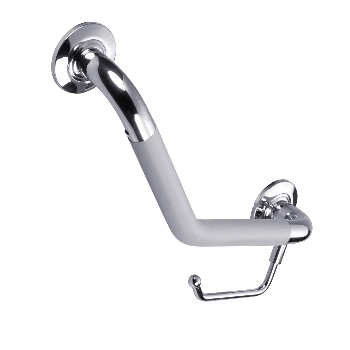 PULSE Showerspas 4007-SSP ErgoAngleBar with Optional Toilet Paper Holder, ADA Compliant Steel Grab Bar, Polished Stainless