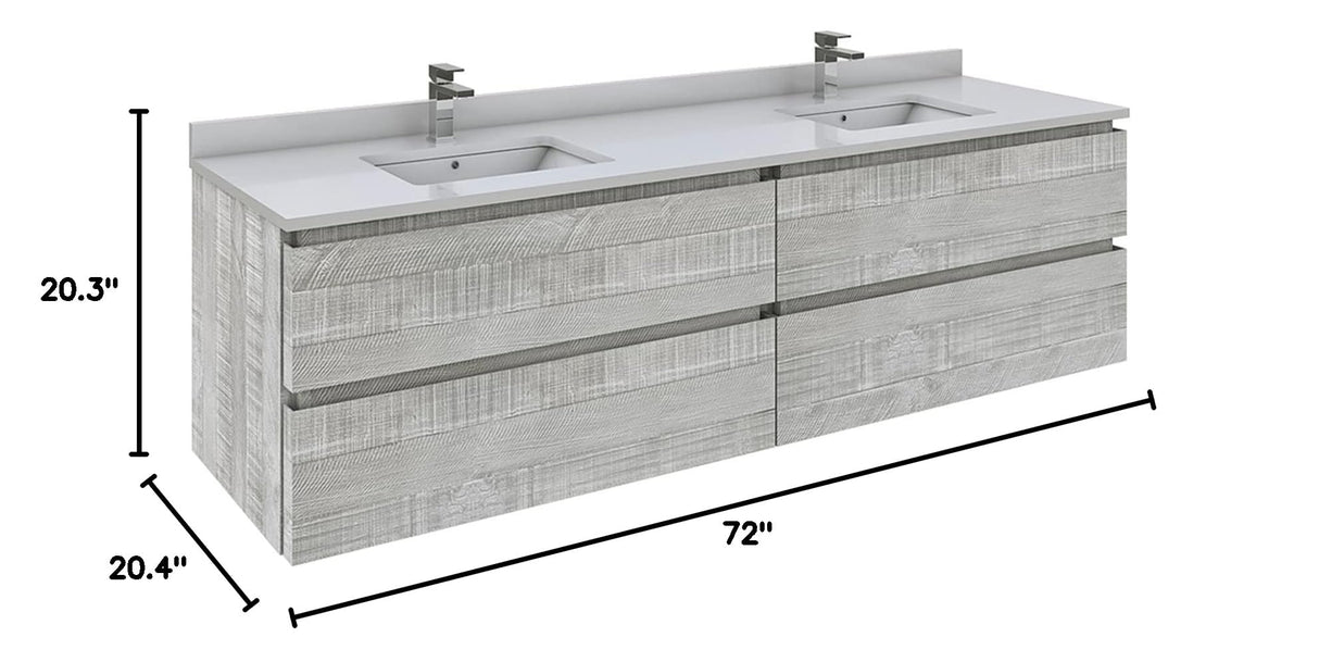 Fresca FCB31-3636ASH-CWH-U Double Sink Cabinet with Sinks