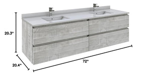 Fresca FCB31-3636ASH-CWH-U Double Sink Cabinet with Sinks