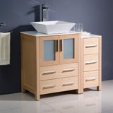 Fresca FCB62-2412GO-CWH-V Fresca Torino 36" Gray Oak Modern Bathroom Cabinets w/ Top & Vessel Sink