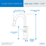 Gerber D150528 Chrome Draper Single Handle Pull-down Prep Faucet