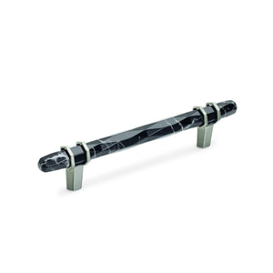 Amerock Cabinet Pull Marble Black/Satin Nickel 5-1/16 inch (128 mm) Center-to-Center Carrione 1 Pack Drawer Pull Drawer Handle Cabinet Hardware