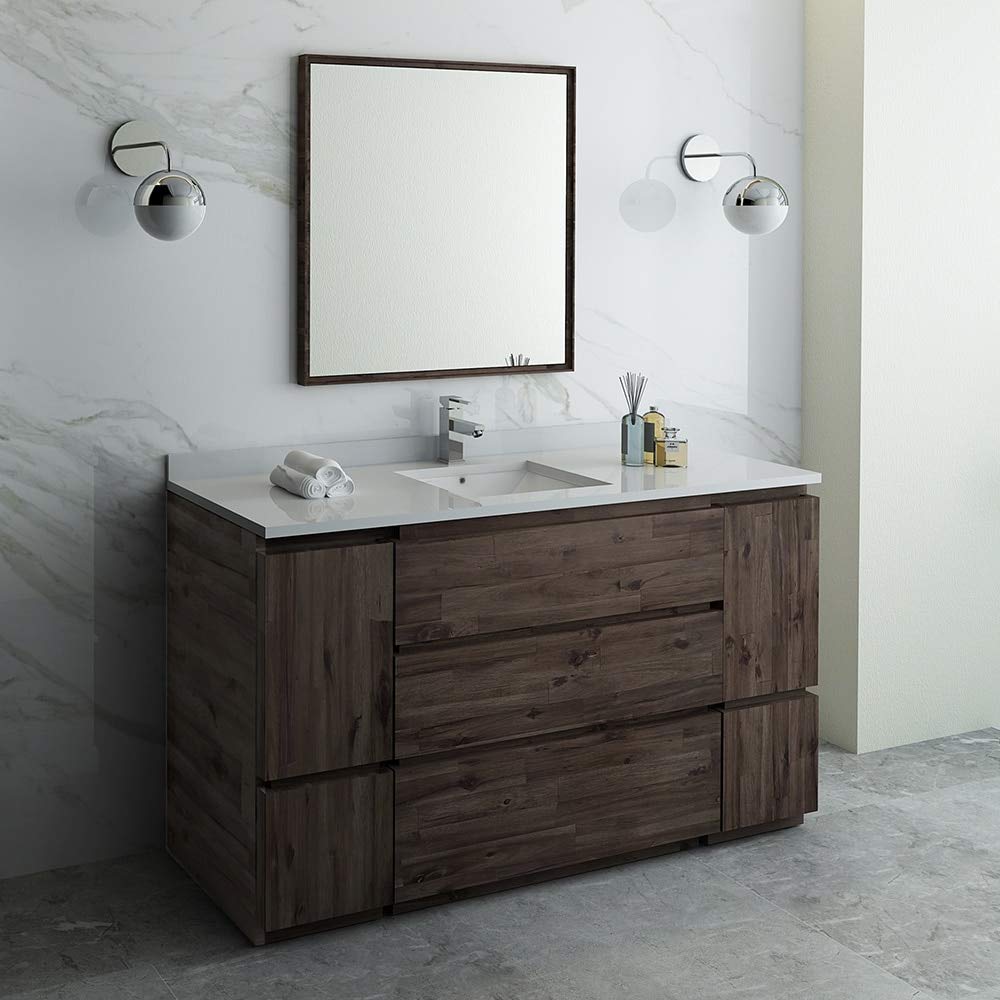 Fresca FVN31-123612ACA-FC Fresca Formosa 60" Floor Standing Single Sink Modern Bathroom Vanity w/ Mirror