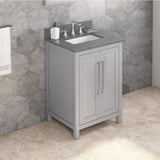 Jeffrey Alexander VKITCAD24GRBOR 24" Grey Cade Vanity, Boulder Cultured Marble Vanity Top, undermount rectangle bowl