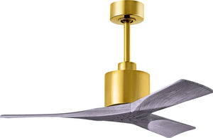 Matthews Fan NK-BRBR-BW-42 Nan 6-speed ceiling fan in Brushed Brass finish with 42” solid barn wood tone wood blades