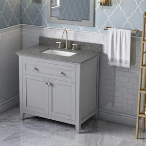 Jeffrey Alexander VKITCHA36GRBOR 36" Grey Chatham Vanity, Boulder Cultured Marble Vanity Top, undermount rectangle bowl