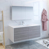 Fresca FVN9260HA-S Fresca Catania 60" Glossy Ash Gray Wall Hung Single Sink Modern Bathroom Vanity w/ Medicine Cabinet