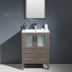 Fresca FVN6224GO-UNS Fresca Torino 24" Gray Oak Modern Bathroom Vanity w/ Integrated Sink