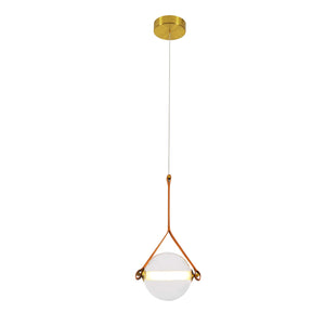VONN Salerno VAP2141AB 9" Integrated LED Pendant Lighting Fixture with Glass Shade in Antique Brass