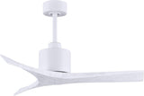 Matthews Fan MW-MWH-MWH-42 Mollywood 6-speed contemporary ceiling fan in Matte White finish with 42” solid matte white wood blades