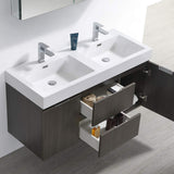 Fresca FVN8348WH-D Fresca Valencia 48" Glossy White Wall Hung Double Sink Modern Bathroom Vanity w/ Medicine Cabinet