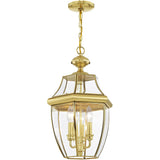 Livex Lighting 2355-02 Monterey 3-Light Outdoor Hanging Lantern, Polished Brass