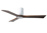 Matthews Fan IR3HLK-WH-WA-52 Irene-3HLK three-blade flush mount paddle fan in Gloss White finish with 52” solid walnut tone blades and integrated LED light kit.