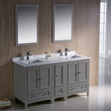 Fresca FVN20-241224GR Fresca Oxford 60" Gray Traditional Double Sink Bathroom Vanity