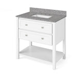 Jeffrey Alexander VKITADL36WHBOR 36" White Adler Vanity, Boulder Cultured Marble Vanity Top, undermount rectangle bowl