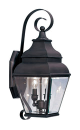 Livex Lighting 2591-07 Exeter 2 Light Outdoor Bronze Finish Solid Brass Wall Lantern with Clear Beveled Glass
