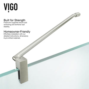 VIGO 32 in. x 32 in. x 79 in. Monteray Frameless Hinged Square Shower Enclosure with Clear 0.38" Tempered Glass and Hardware in Brushed Nickel Finish with Reversible Handle and Base - VG6011BNCL32W