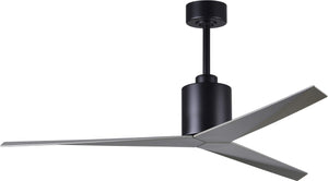 Matthews Fan EK-BK-BN Eliza 3-blade paddle fan in Matte Black finish with brushed nickel all-weather ABS blades. Optimized for wet locations.