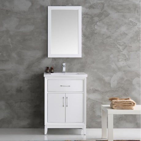 Fresca FVN2124WH Fresca Cambridge 24" White Traditional Bathroom Vanity w/ Mirror