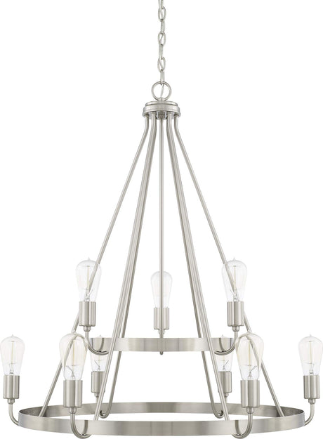 Capital Lighting 420091BN Tanner 9 Light Chandelier Brushed Nickel