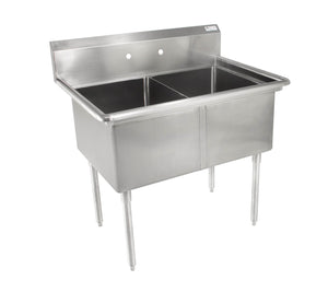 John Boos E2S8-18-12 E Series Stainless Steel Sink, 12" Deep Bowl, 2 Compartment, 41" Length x 23-1/2" Width