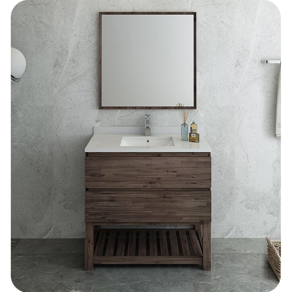 Fresca FVN3136ACA-FS Fresca Formosa 36" Floor Standing Modern Bathroom Vanity w/ Open Bottom & Mirror