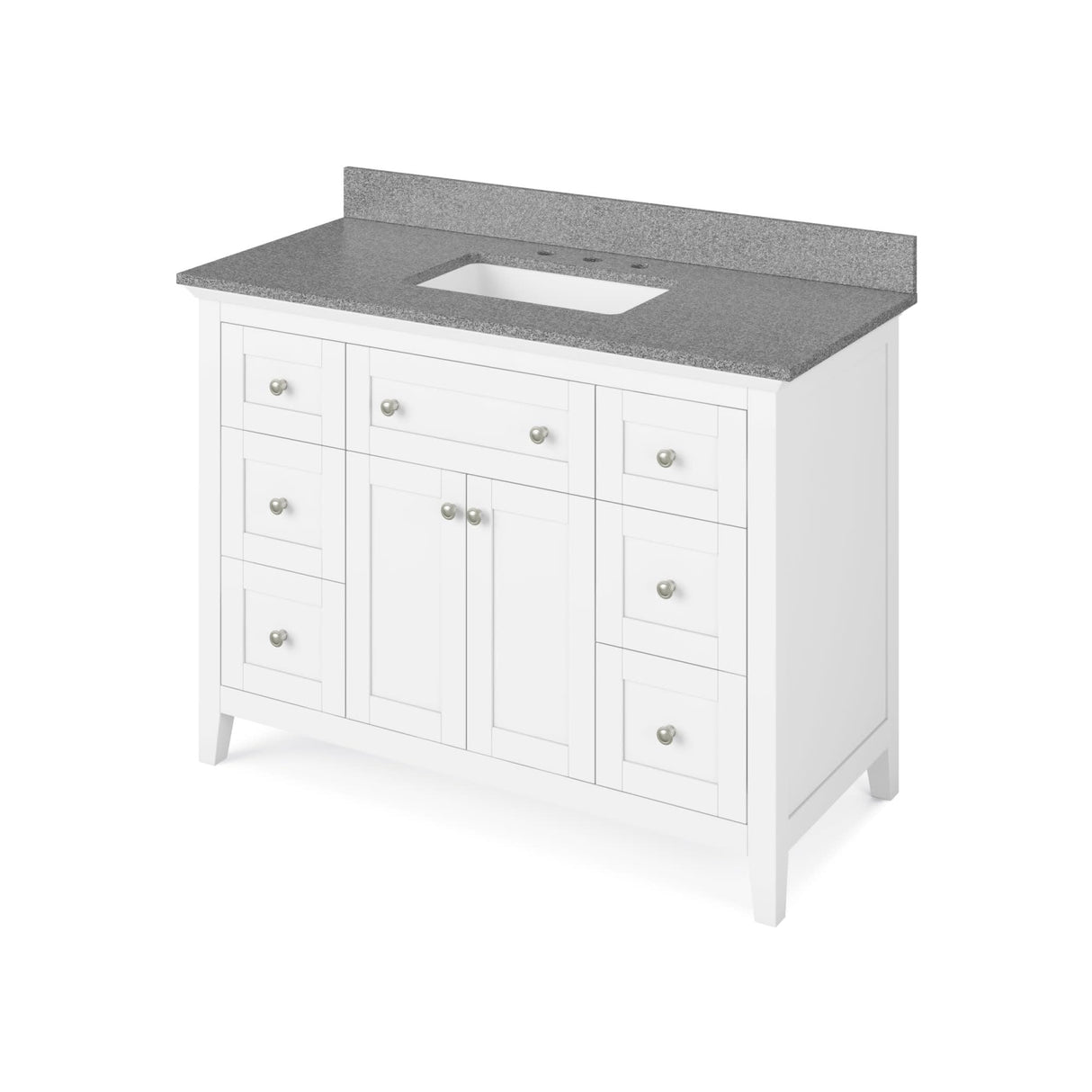 Jeffrey Alexander VKITCHA48WHSGR 48" White Chatham Vanity, Steel Grey Cultured Marble Vanity Top, undermount rectangle bowl