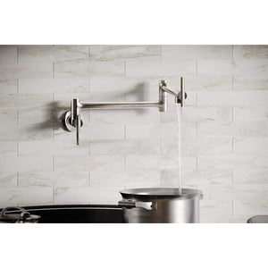 Elkay LKAV4091CR Avado Wall Mount Single Hole Pot Filler Kitchen Faucet with Lever Handles, Chrome