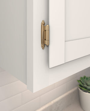Amerock BPR7630CZ Reverse Bevel Face Frame Cabinet Hinge Variable Overlay Self Closing Face Mount Champagne Bronze Kitchen Cabinet Door Hinge 1 Pair/2 Pack Functional Hardware