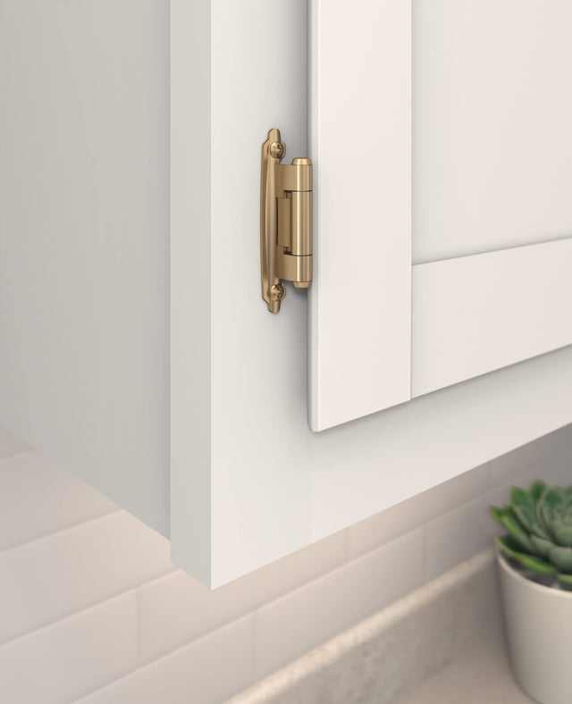Amerock BPR7630CZ Reverse Bevel Face Frame Cabinet Hinge Variable Overlay Self Closing Face Mount Champagne Bronze Kitchen Cabinet Door Hinge 1 Pair/2 Pack Functional Hardware
