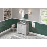 Jeffrey Alexander VKITSAV36GRBOR 36" Grey Savino Vanity, Boulder Cultured Marble Vanity Top, undermount rectangle bowl