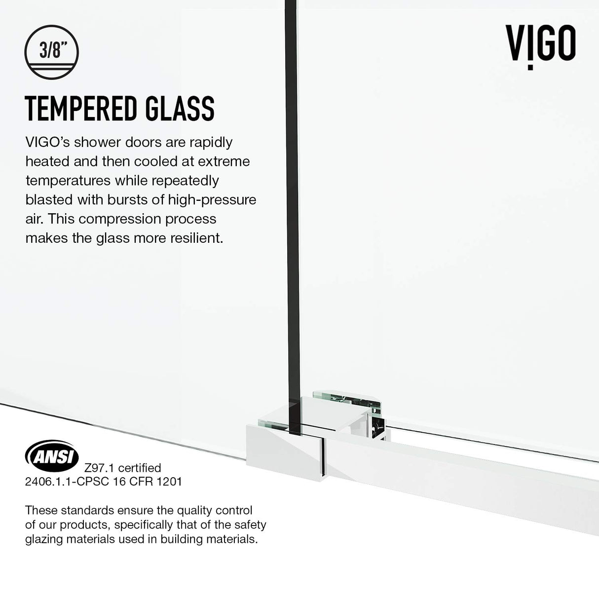 VIGO Adjustable 64-68 in. W x 76 in. H Elan Cass Frameless Glass Shower Door with Aerodynamic Shower Glass Door Chrome Shower Kit Complete and Door Glass Sliding Door - VG6044CHCL6876