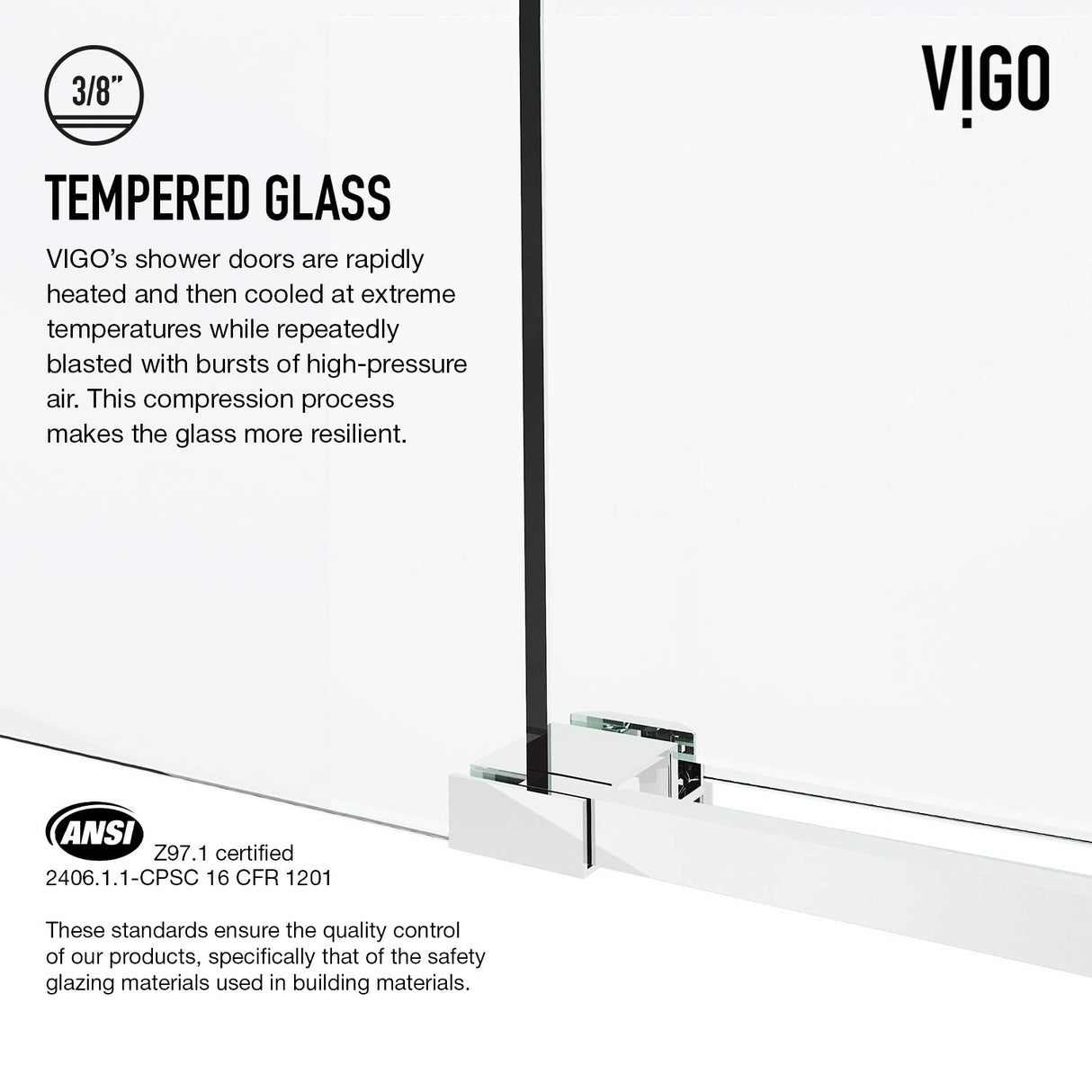 VIGO Adjustable 68-72 in. W x 76 in. H Elan Cass Frameless Glass Shower Door with Aerodynamic Shower Glass Door Chrome Shower Kit Complete and Door Glass Sliding Door - VG6044CHCL7276