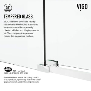 VIGO Adjustable 68-72 in. W x 76 in. H Elan Cass Frameless Glass Shower Door with Aerodynamic Shower Glass Door Chrome Shower Kit Complete and Door Glass Sliding Door - VG6044CHCL7276