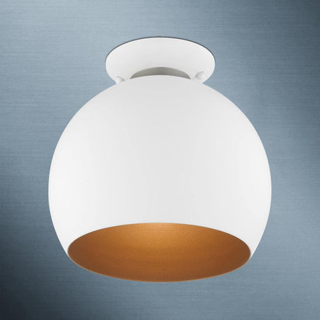 Livex Lighting 43390-03 Piedmont 1 Light 10 inch White with Brushed Nickel Accents Semi-Flush Mount Ceiling Light