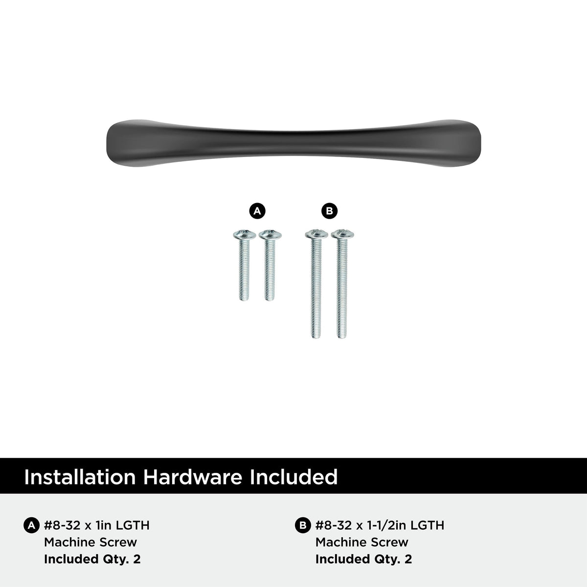 Amerock BP37230FB Matte Black Cabinet Pull 3 inch (76mm) Center-to-Center Cabinet Hardware Vaile Furniture Hardware Drawer Pull