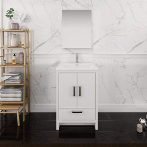 Fresca FVN9424WH Fresca Imperia 24" Glossy White Free Standing Modern Bathroom Vanity w/ Medicine Cabinet