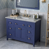 Jeffrey Alexander VKITCHA48BLSGR 48" Hale Blue Chatham Vanity, Steel Grey Cultured Marble Vanity Top, undermount rectangle bowl